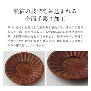 SE0225　木製茶托（ケヤキ）　3枚セット