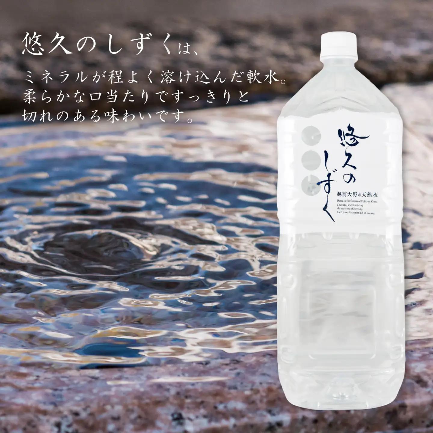【3ヶ月連続お届け】越前大野の天然水　悠久のしずく PET2L 6本 計18本 天然水 天然水