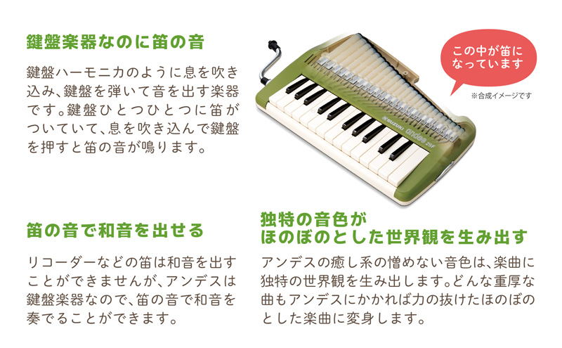 ゆる～い音色を楽しめる鍵盤リコーダー アンデス 雑貨 日