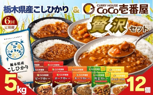 【定期便６回】ココイチ バラエティセット 合計12個 &コシヒカリ5kgの贅沢セット