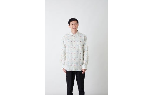 CLOFT 綿100％長袖オリジナルプリントシャツ”仔犬柄”  XL 長袖 シャツ プリントシャツ 犬柄 dog デザイン おしゃれ 個性 上質 こだわり ギフト プレゼント 贈り物 東京 新宿 ベージュ ナチュラル 0139-015-S07-3