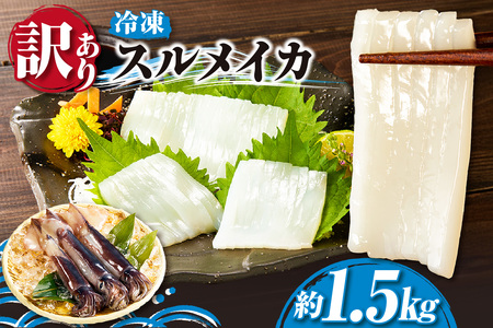 【訳あり】スルメイカ もっとたっぷり 約1.5kg サイズ不揃い 冷凍 いか イカ 74-18