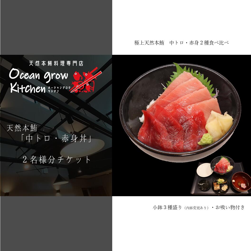 【ふるさと納税】 oceangrow kitchen お食事券（天然本鮪中トロ・赤身丼）2名様分 食事券 招待券 チケット マグロ 鮪 まぐろ 天然鮪専門店 オーシャン・グロウ 神奈川県 三浦市 おすすめ ランキング プレゼント ギフト