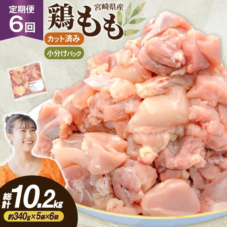 鶏肉 6回 定期便 もも 切身 340g 5袋 1.7kg 計10.2kg [南九フーズ 宮崎県 日向市 452061724]