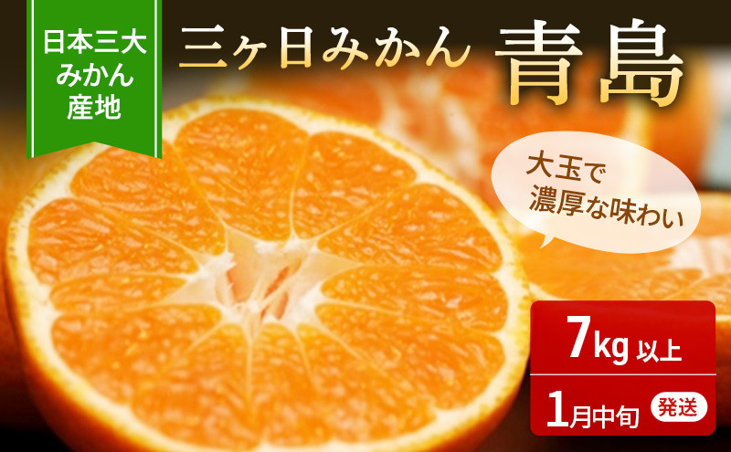 
            三ヶ日みかん 青島 7kg M～2L 優品 1月中旬頃より順次発送 みかん ミカン 蜜柑 青島みかん 三ヶ日 果物 くだもの フルーツ 旬の果物 旬のフルーツ 柑橘 柑橘類 糖度 静岡 静岡県 浜松市 [№5786-4103]
          