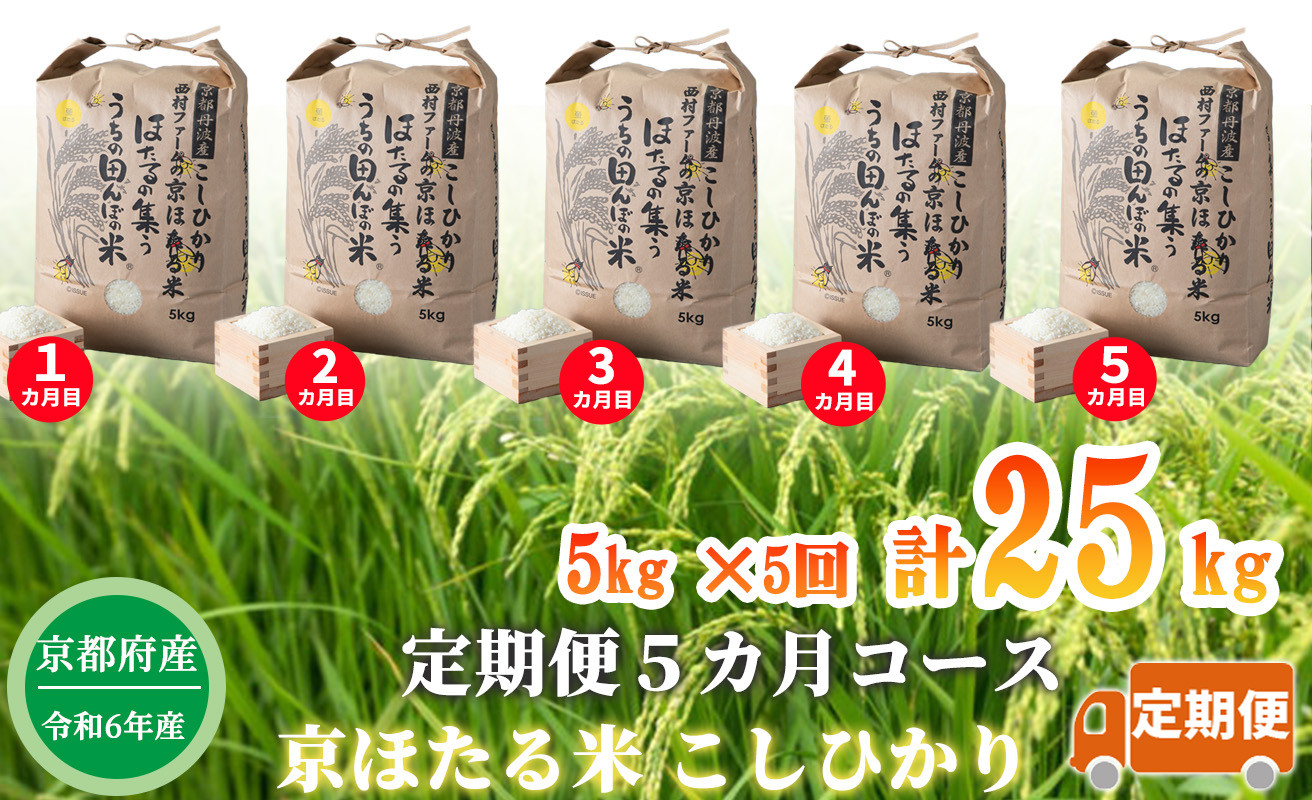 
【定期便5カ月コース】京都丹波産こしひかり 西村ファームの京ほたる米 5kg×5回計25kg[高島屋選定品］076N607
