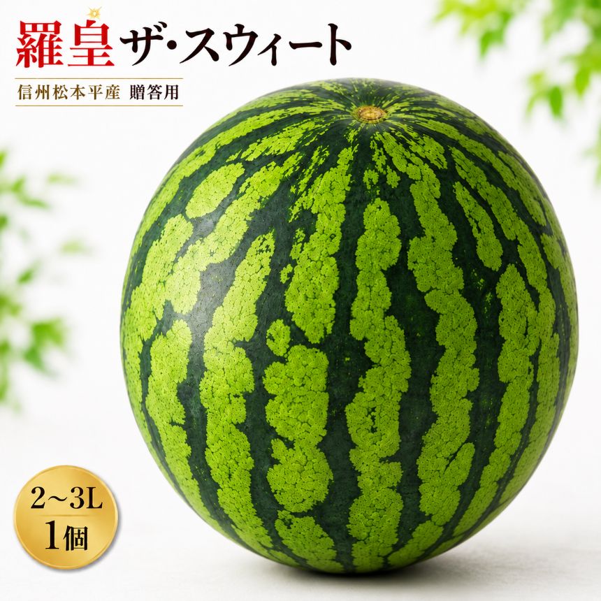 【ふるさと納税】信州松本平産 贈答用 【羅皇ザ・スウィート2～3L 1個】 │ すいか スイカ 夏 野菜 果物 新鮮 特選 プレミアム 甘い 美味しい 長野県 信州 松本