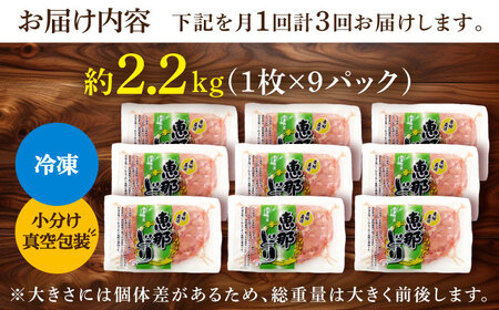 【3回定期便】【冷凍】 恵那どり もも肉 小分け 9枚 セット (約2.2㎏)  【トーノーデリカ】[TEZ002]