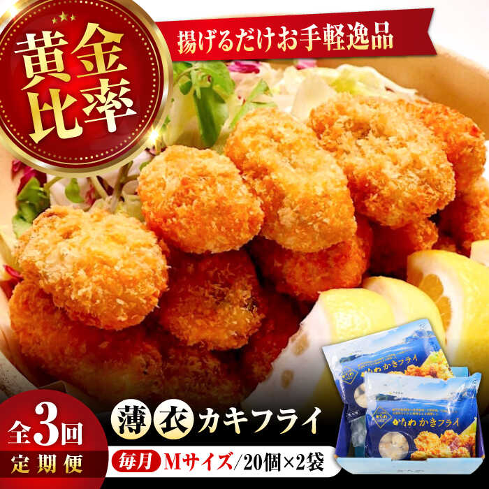【ふるさと納税】【全3回定期便】牡蠣 冷凍 かなわ 広島牡蠣の老舗！安心・安全の新鮮牡蠣【瞬間冷凍】牡蠣 かきフライMサイズ 40個入り 魚介類 和食 海鮮 海産物 広島県産 江田島市/株式会社かなわ[XBP045]