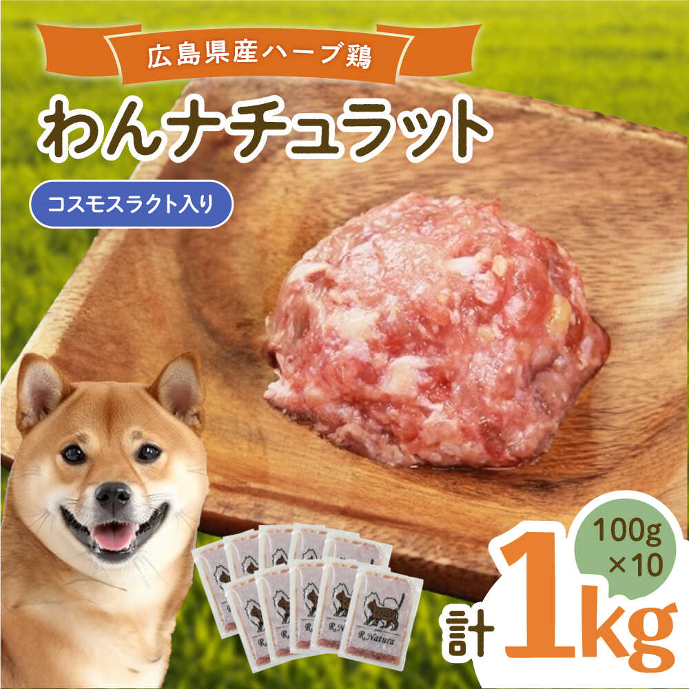 【ふるさと納税】ペットフード わんナチュラット 100g×10p 計1kg （コスモスラクト） ペットフード 1kg えさ おすすめ 国産 人気 ドッグフード ウェットフード 小分け 送料無料 動物 犬 餌 ペット 20000円 2万円 広島県福山市/R.Natura（アール ナトゥーラ）[BAAH007]