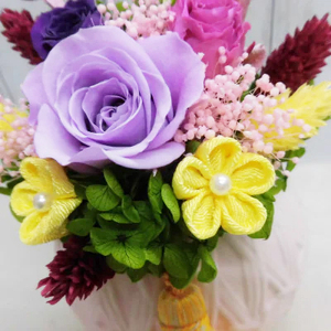 和風手まりアレンジ (パープル)｜プリザーブドフラワー｜ドライフラワー インテリア バラ 薔薇 カスミソウ かすみそう アジサイ あじさい 紫陽花 フラワーギフト 花 結婚式 パーティー ブライダル 