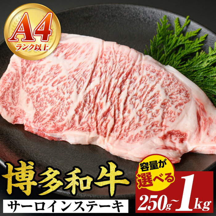 【ふるさと納税】《容量選べる》【A4〜A5】博多和牛サーロインステーキセット(計250g~1kg・250g×1枚/2枚/4枚 150g×2枚/4枚) 国産 九州産 福岡県産 牛肉 和牛 黒毛和牛 ステーキ A4ランク お肉 250g 300g 500g 600g 1kg 高級【MEAT PLUS】