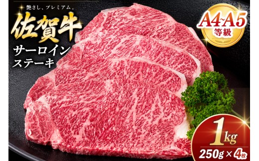 佐賀牛 サーロインステーキ 250g×4枚【霜降りサーロイン ステーキ用 贈答用 高級肉 濃厚 サシ 美味しい 絶品 やわらか クリスマス パーティー イベント お祝い ブランド肉】K030148