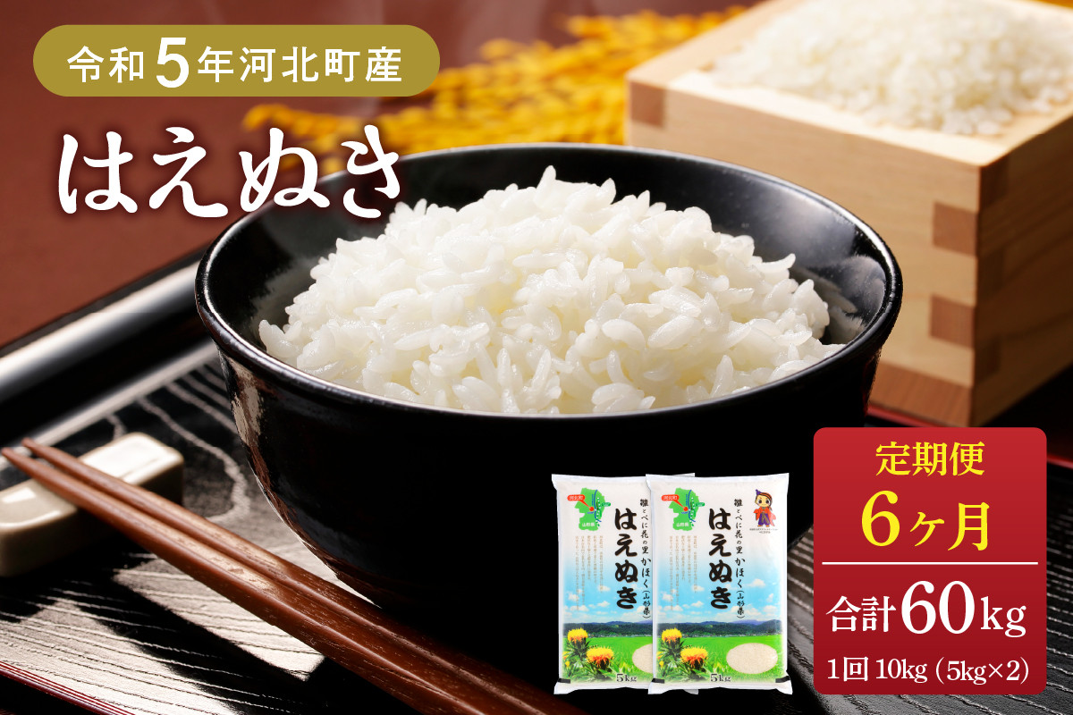 
【令和5年産米】※選べる配送時期※ はえぬき60kg（10kg×6ヶ月）定期便 山形県産【JAさがえ西村山】
