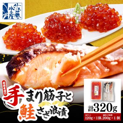 ふるさと納税 豊富町 佐藤水産 鮭さざ浪漬(塩糀漬)2切入&amp; 手まり筋子120g×1個セット【KAT-608】