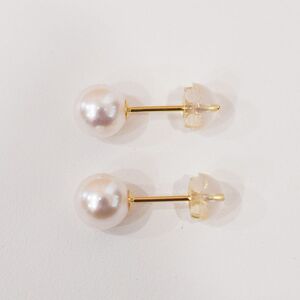 S085-571_あこや真珠 天草 ピアス 6mm - 6.5mm ホワイトピンク 真珠