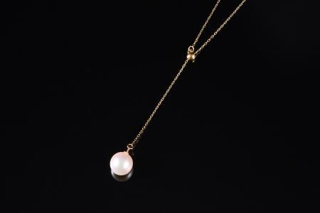 クールなアコヤ真珠Y字スライドチェーンネックレス60cmYG：C557-001