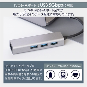 Owltech(オウルテック) USB タイプC to タイプA×3ポート&LANポートマルチポートアダプタ OWL-DSU3A3L-SV 【 アダプター 家電 神奈川県 海老名市 】