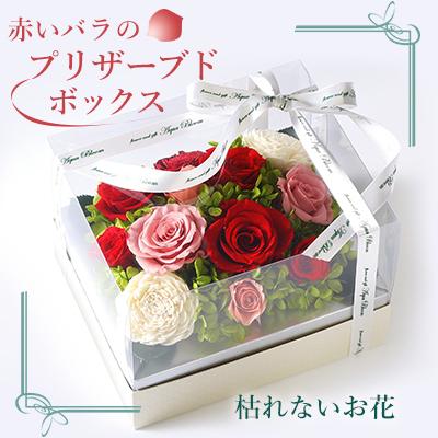 ふるさと納税 つくば市 赤いバラのプリザーブドボックスアレンジ