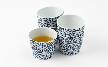 【波佐見焼】 和福 マルチカップ たこ唐草 5個セット そば猪口 オリジナル 縁起もの【福田陶器店】[PA387]