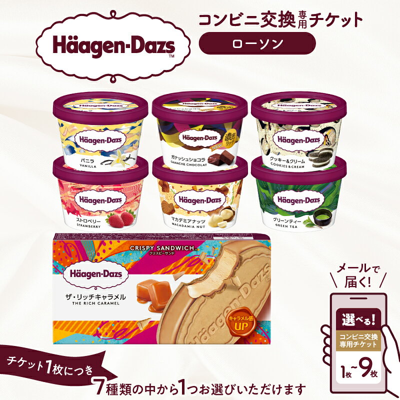 【ふるさと納税】【個数が選べる】ハーゲンダッツ アイスクリーム 『ローソン デジタルクーポン引換券』 クーポン券 人気 おすすめ ミニカップ バニラ ストロベリー グリーンティー クッキー&クリーム マカデミアナッツ ガナッシュショコラ クリスピーサンド 北海道 浜中町