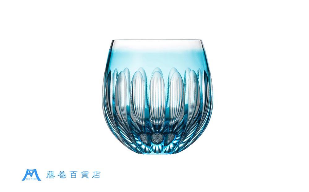 【藤巻百貨店】＜深川硝子工芸＞モダン・江戸切子 クリスタルバルーンワイングラス（フジマキブルー）