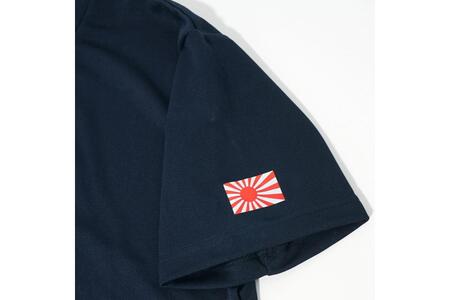 Tシャツ【左腕 軍艦旗】自衛隊グッズ ワンポイント 旭日旗　ネイビー　Lサイズ ku091-079-l-r