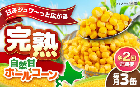 【全2回定期便】自然甘 ホールコーン 3缶【きもべつ観光協会】 缶詰 瓶詰 加工品 とうもろこし 北海道 常温配送 [AJAG035]