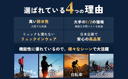 【リュックも濡れない】 レインウェア 上下セット メンズ　ネイビーXL　【12203-0448-3】