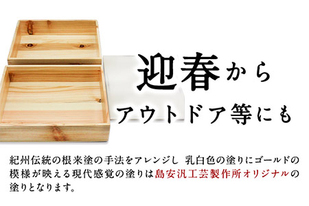 Njeco汎二段重箱 変根来 【カラー：白】 株式会社島安汎工芸製作所 《90日以内に出荷予定(土日祝除く)》 和歌山県 紀の川市 重箱 二段 変根来 箱 紀州漆器 伝統工芸 キッチン用品 お花見 ア