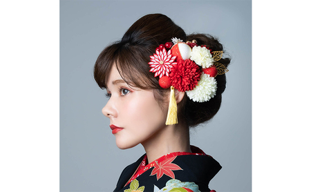 Arenca 百花八重菊 No.8356 髪飾り かんざし 花 和装 着物 ドレス 造花飾り ヘアアクセサリー フラワー 卒業式 卒園式 入園式 入学式 成人式 結婚式 東京 墨田区 オレンジ
