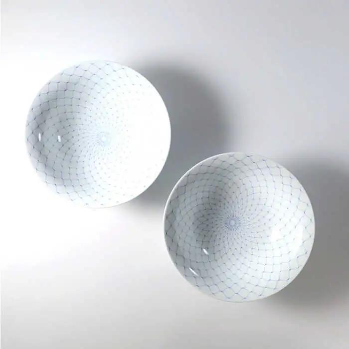 【波佐見焼】網絵（あみえ）7寸平鉢 網模様 2枚ペアセット 食器 皿【福田陶器店】[PA321] 波佐見焼