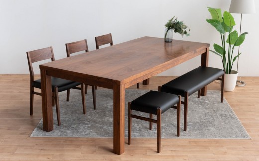 
                  DT12 DC01 BC01 ST01 6点 ダイニングセット ウォールナット オールマイティブラック テーブル 椅子 ベンチ スツール
                