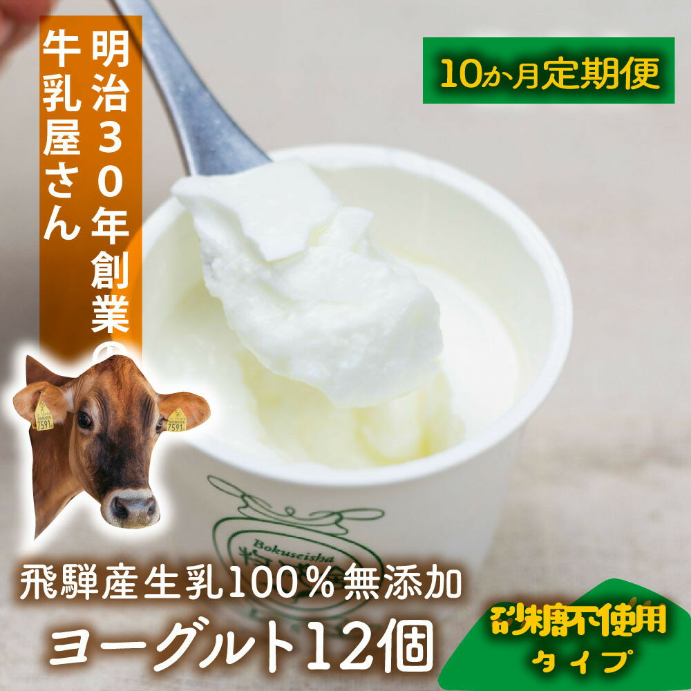 【ふるさと納税】【10か月定期便】牧成舎のプレーンヨーグルト（砂糖不使用）12個入り 牧成舎 DF226