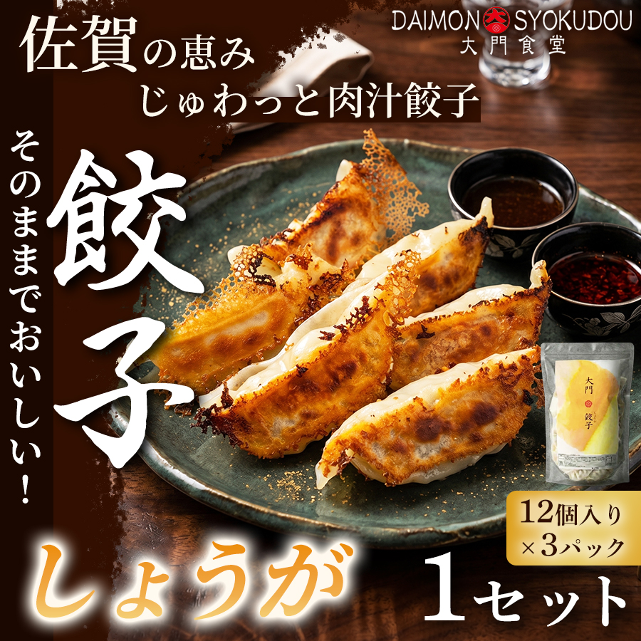 【1個28ｇで満足度大！】大門餃子　しょうが(12個入×3P) 1セット 冷凍餃子 餃子：B120-081