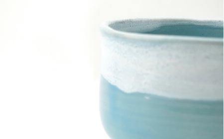 【波佐見焼】Folk Design 野点抹茶碗 青釉白唐津流し 1点【玉有】[IE52]