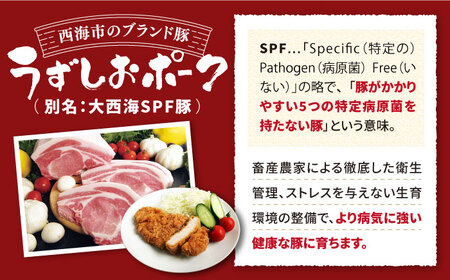 【訳あり】【トンテキに最適】長崎うずしおポーク ロース（とんかつ用）計2kg（1kg×2パック）＜スーパーウエスト＞ [CAG117]