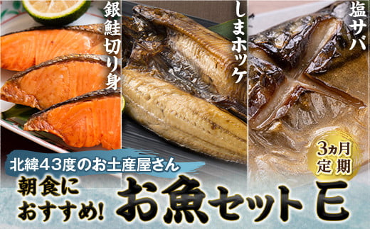 
【3ヵ月定期】北緯43度のお土産屋さん 朝食におすすめ！お魚セットE F21H-515
