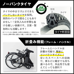 アクティブプラス ノーパンク 20インチ 電動アシスト 折りたたみ自転車 マットブラック FDB20EB KTRCT002