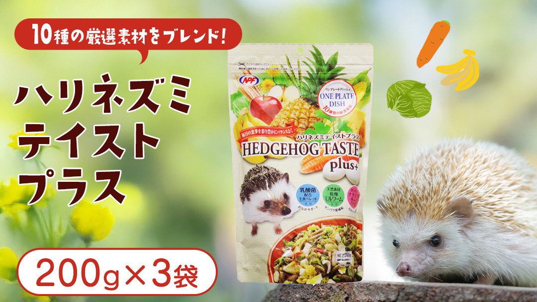 
            ハリネズミ テイストプラス 200g × 3袋 ハリネズミ 小動物用フード ペットフード おやつ 乳酸菌配合 [BU037sa]
          
