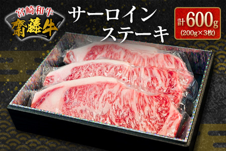 齋藤牛サーロインステーキ（200g×3枚）計600g【E172】