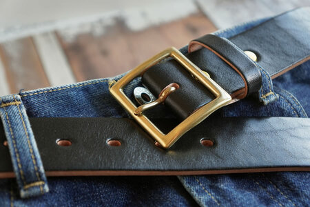 E STREET LEATHER ベンズクラシック 4cm幅 茶芯革 極厚レザーベルト ブラック（36インチ 91.5cm） 【star005-4-01】