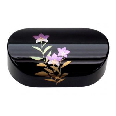 ふるさと納税 海南市 紀州漆器 漆芸 蒔絵 文鎮 小判型 黒 桔梗