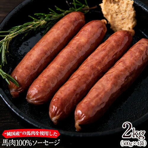 【ふるさと納税】馬肉100%ソーセージ 2kg (500g×4袋) 肉 馬肉 ソーセージ 2kg 熊本県苓北町《1-5日以内に出荷予定(土日祝除く)》送料無料 訳あり 定期便 でない