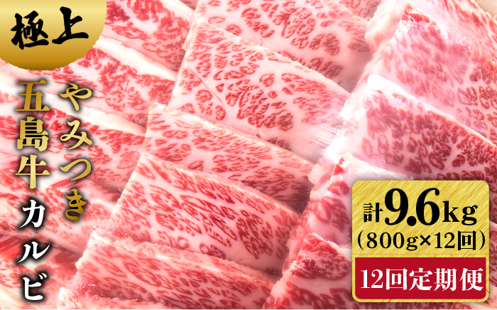 
【全12回定期便】 やみつき 五島牛 カルビ 800g 【肉のマルヒサ】 [PCV033]
