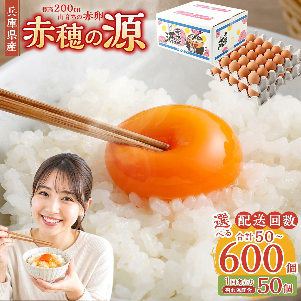 【ふるさと納税】赤穂の源50個 40個+割れ保証10個 （25×2パック） ＜選べる定期便＞ 3ヶ月 / 6ヶ月 / 12ヶ月 鶏卵 卵 たまご 生卵 卵料理 料理 オムレツ 卵かけご飯 卵焼き 朝ごはん ご飯 ご褒美 食事 お取り寄せ 割れ保証 定期便 冷蔵 兵庫県 赤穂市 送料無料