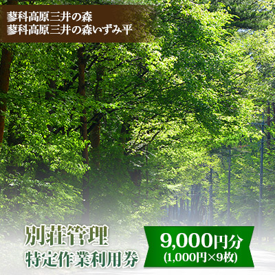 
蓼科高原三井の森・蓼科高原いずみ平別荘地　別荘管理特定作業利用券9,000円分(1,000円×9枚)【1420192】

