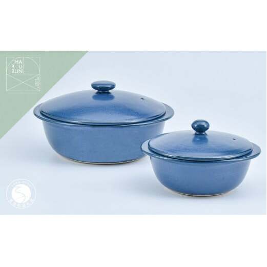 有田焼 おしゃれな万能鍋 5way pot ネイビー 大小 2個セット【まるぶん】料理家 河瀬璃菜 土鍋 コラボ 食器 調理器具 キッチン用品 A110-72