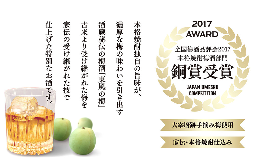 【数量限定／太宰府梅プロジェクト】 「令和」発祥の都 太宰府の梅使用 熟成プレミアム 梅酒 東風の梅