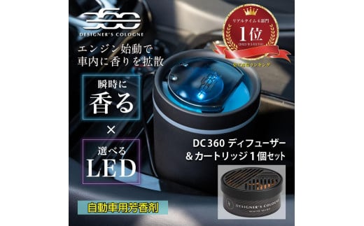 
【車用ファン式芳香ディフューザー】DC360ディフューザー（香りのカートリッジ付）　香り/ホワイトムスク　
